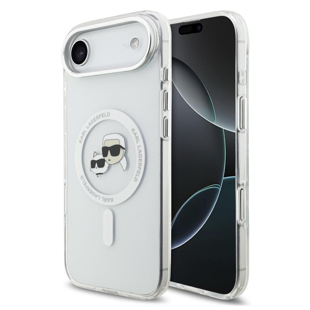 Хибриден удароустойчив кейс с MagSafe за iPhone 17 Air - Karl Lagerfeld IML Karl and Choupette Heads Metal Frame MagSafe Case (прозрачен) | JAR Computers Хибриден удароустойчив кейс с MagSafe за iPhone 17 Air - Karl Lagerfeld IML Karl and Choupette Heads Metal Frame MagSafe Case (прозрачен)