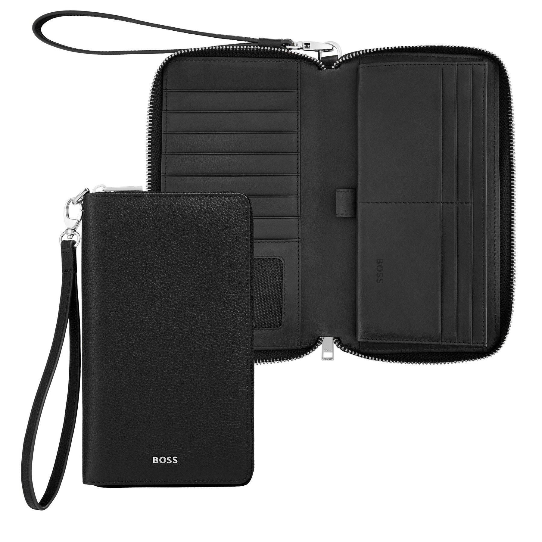 Hugo Boss Портфейл за пътуване Classic Grained, черен | JAR Computers Hugo Boss Портфейл за пътуване Classic Grained, черен