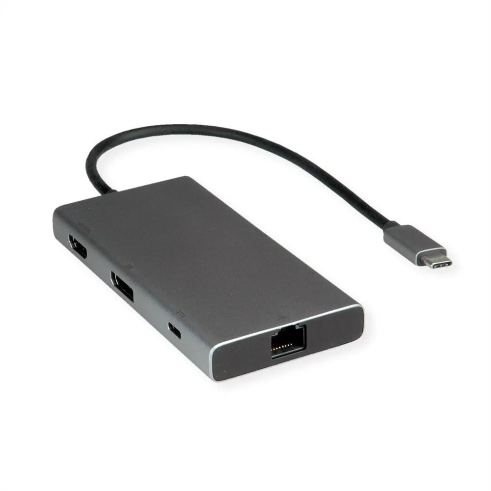 VALUE 12.99.1139 :: HDMI+DP 4K60 докинг станция, 1x C USB3.2Gen1 + 2x A USB3.2 Gen1, 1x Type C PD, 1x RJ45