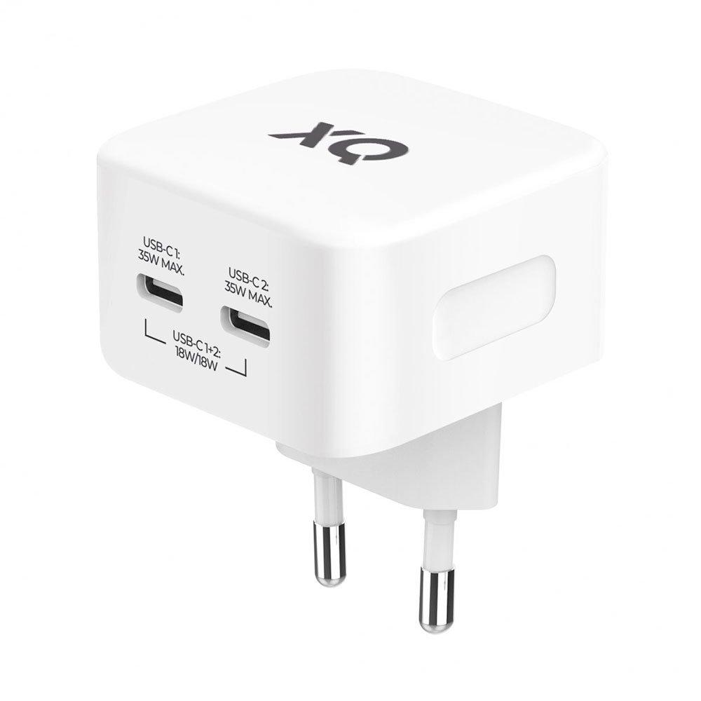 Захранване за ел. мрежа за мобилни устройства с 2xUSB-C изходи - Xqisit Trav Charger 35W GAN 2P (бял) | JAR Computers Захранване за ел. мрежа за мобилни устройства с 2xUSB-C изходи - Xqisit Trav Charger 35W GAN 2P (бял)