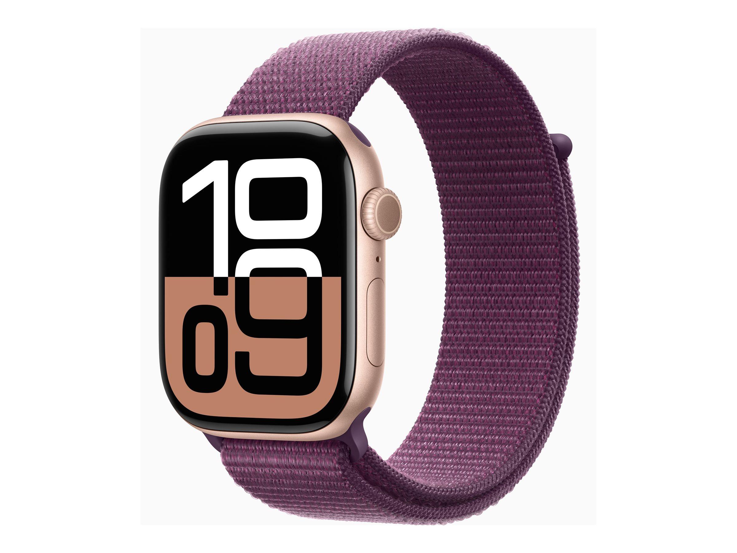 APPLE Watch Series 10 GPS 46mm Rose Gold Aluminium Case with Plum Sport Loop | JAR Computers APPLE Watch Series 10 GPS 46mm Rose Gold Aluminium Case with Plum Sport Loop