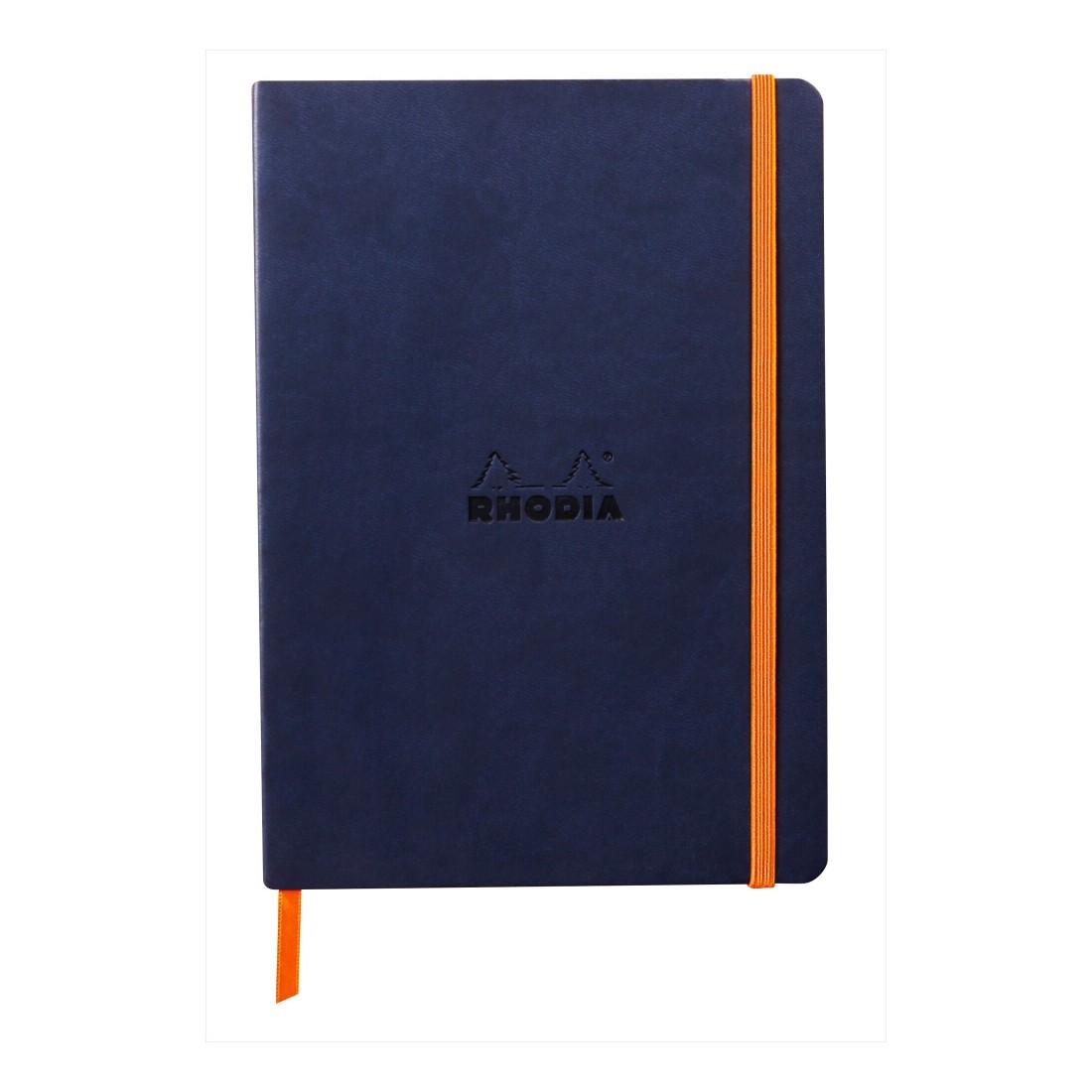 Бележник RHODIA Rhodiarama, A5, 80 л., редове, хартия шамоа 90 г, меки PU корици, тъмносин | JAR Computers Бележник RHODIA Rhodiarama, A5, 80 л., редове, хартия шамоа 90 г, меки PU корици, тъмносин