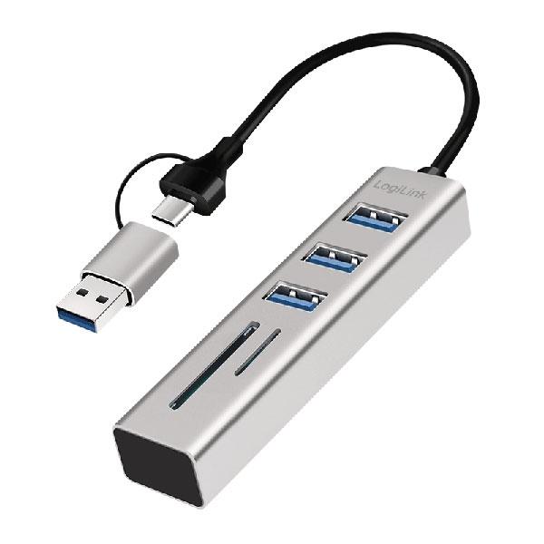 Cardreader + USB3A/C HUB, 3xUSB3.0,Logilink UA0445