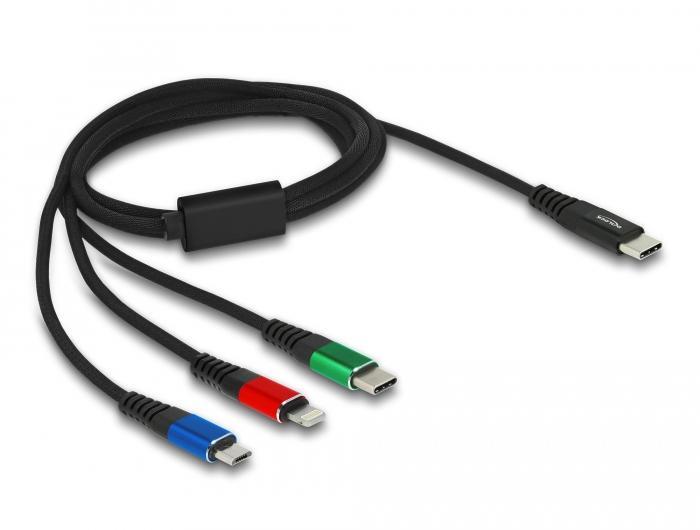Кабел за зареждане Delock  3 в 1, USB-C - Lightning / Micro USB / USB Type-C, 1m | JAR Computers Кабел за зареждане Delock  3 в 1, USB-C - Lightning / Micro USB / USB Type-C, 1m