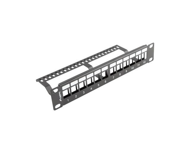 Lanberg patch panel blank 12 port 1U with organizer for keystone modules black