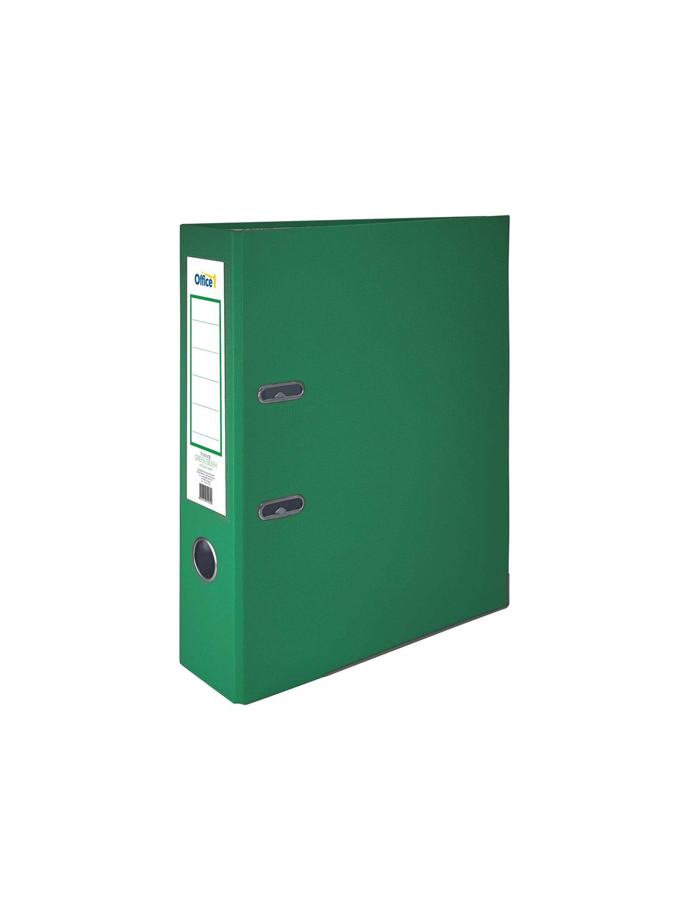 Office 1 Класьор, 8 cm, PP, с метален кант, несглобен, зелен, 50 броя