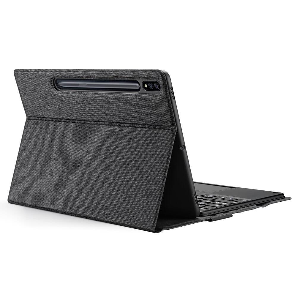 Полиуретанов калъф, клавиатура, тракпад и поставка за Samsung Galaxy Tab S7 Plus, Galaxy Tab S7 FE, Galaxy Tab S8 Plus - Dux Ducis Wireless Touchpad Keyboard Case (черен) | JAR Computers Полиуретанов калъф, клавиатура, тракпад и поставка за Samsung Galaxy Tab S7 Plus, Galaxy Tab S7 FE, Galaxy Tab S8 Plus - Dux Ducis Wireless Touchpad Keyboard Case (черен)