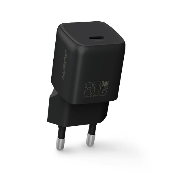 Захранване за ел. мрежа с USB-C изход с технология за бързо зареждане - Nordic PD GaN USB-C Wall Charger 30W (черен) | JAR Computers Захранване за ел. мрежа с USB-C изход с технология за бързо зареждане - Nordic PD GaN USB-C Wall Charger 30W (черен)