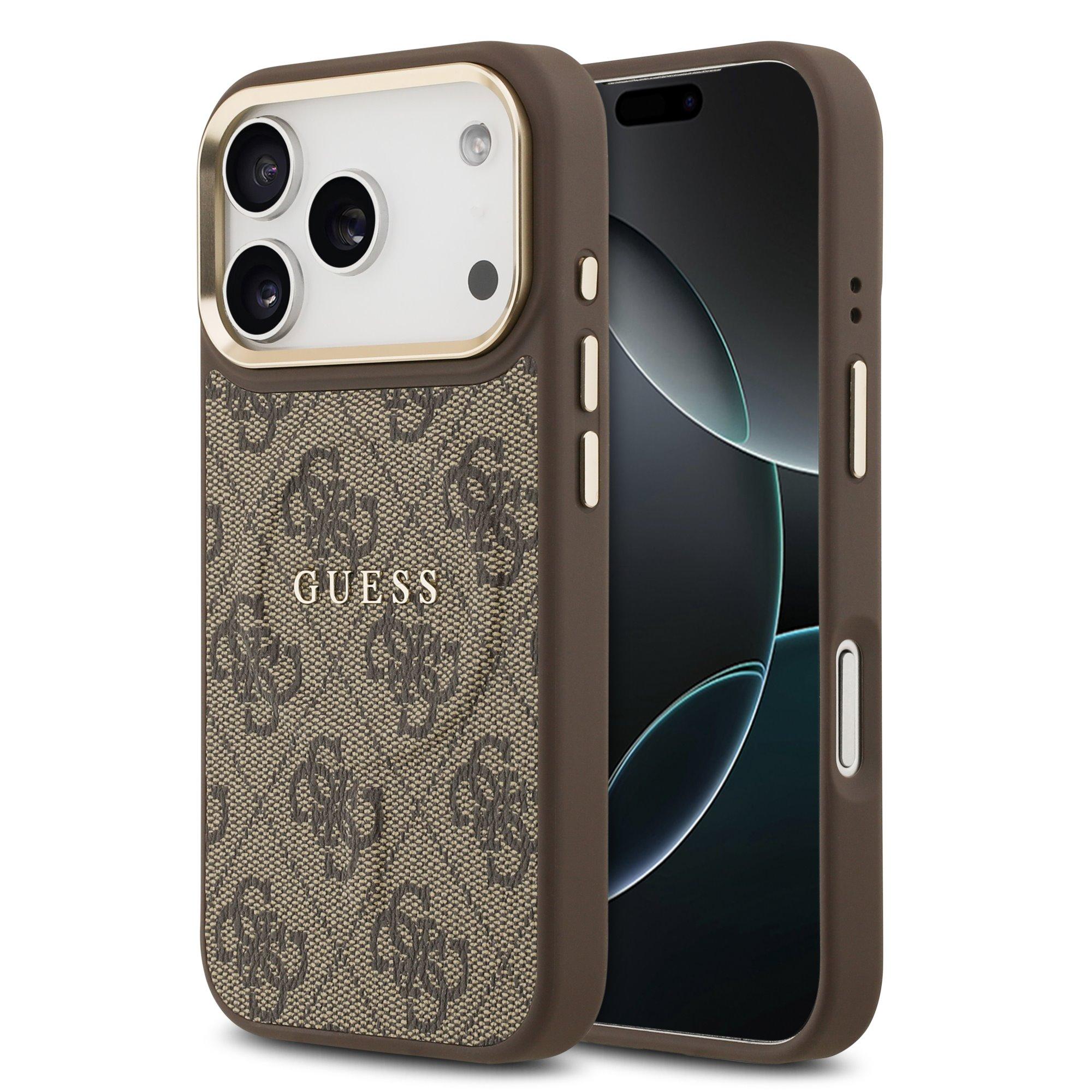 GUESS Калъф Apple iPhone 17 Pro Max, PU Leather 4G Gold Frame MagSafe, кафяв - GUHMP17XP4MSEGCW | JAR Computers GUESS Калъф Apple iPhone 17 Pro Max, PU Leather 4G Gold Frame MagSafe, кафяв - GUHMP17XP4MSEGCW