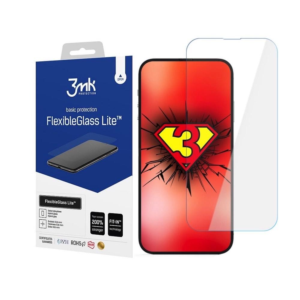 Хибридно стъклено защитно покритие за дисплея на iPhone 14, iPhone 14 Pro - 3mk FlexibleGlass Lite Screen Protector (прозрачен) | JAR Computers Хибридно стъклено защитно покритие за дисплея на iPhone 14, iPhone 14 Pro - 3mk FlexibleGlass Lite Screen Protector (прозрачен)