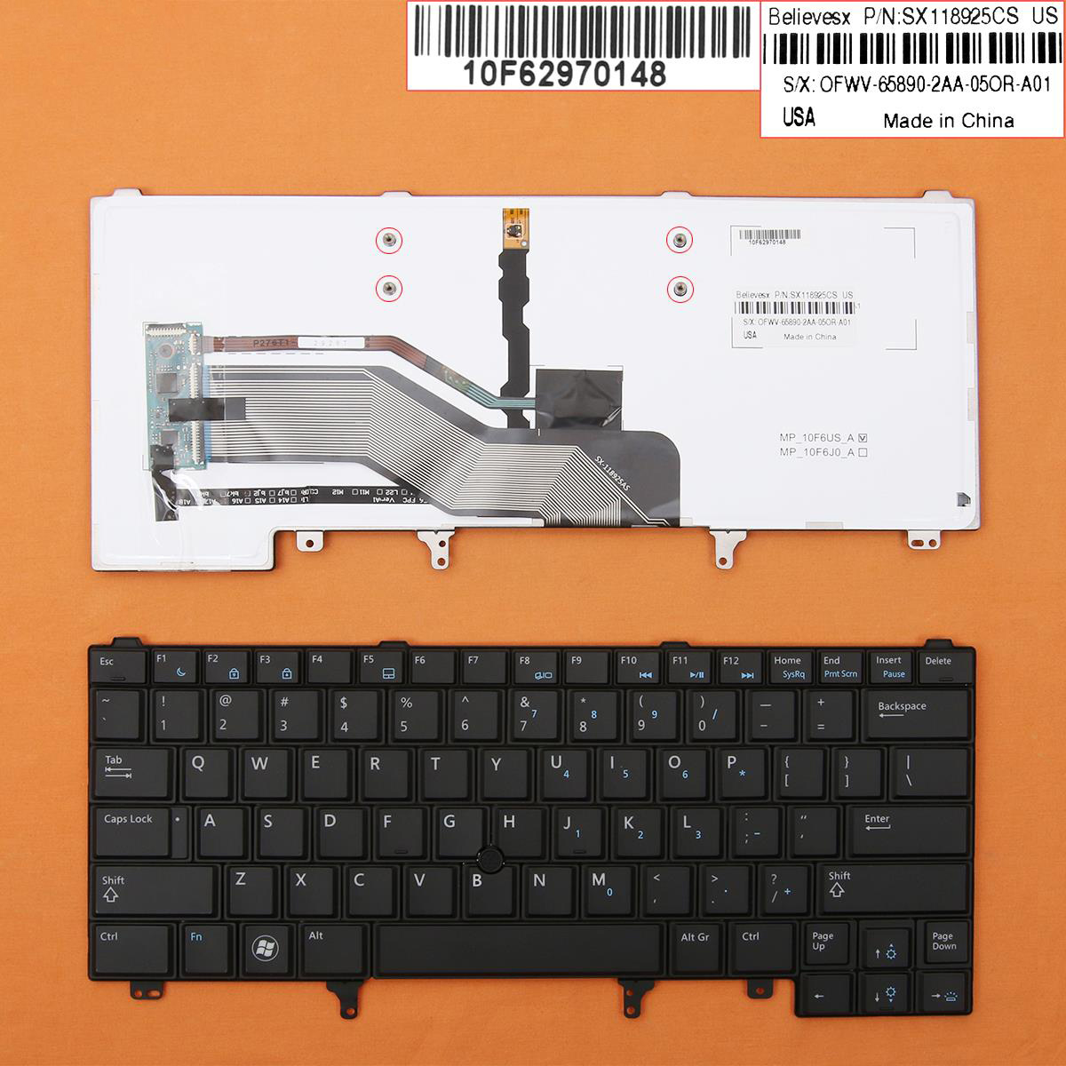 Клавиатура за лаптоп Dell Latitude E6230 E6420 Черна с Пойнт Стик с Подсветка / Black With Point Stick Backlit