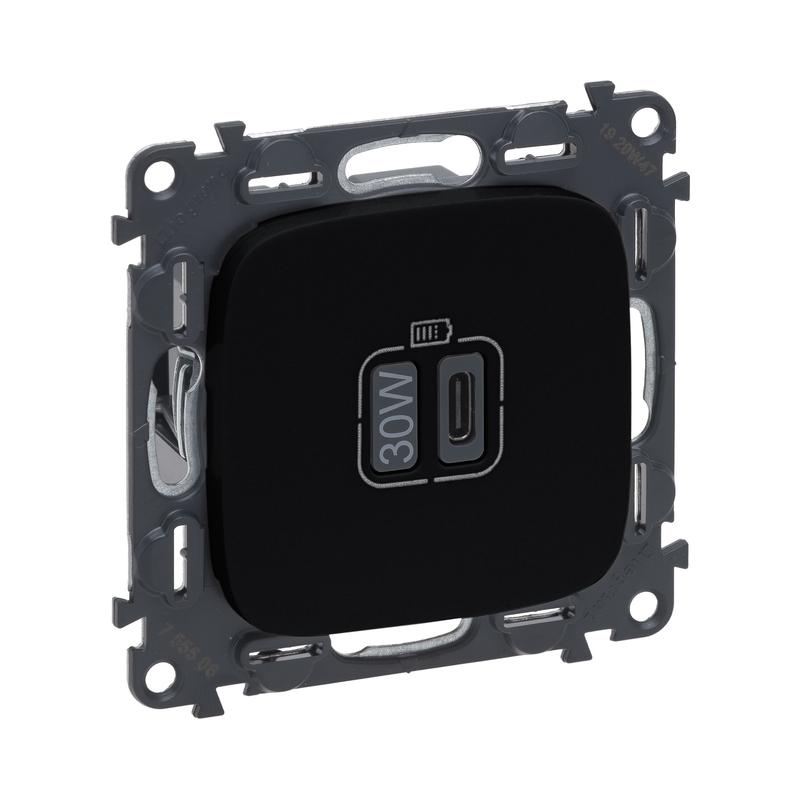 Контакт USB тип C Power Delivery 30W Черен - Legrand Valena Allure 755509 | JAR Computers Контакт USB тип C Power Delivery 30W Черен - Legrand Valena Allure 755509