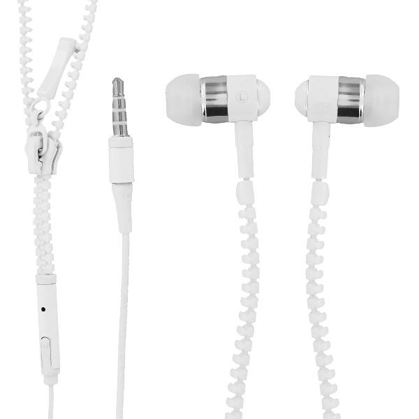 Motion Zipper In-ear headset with microphone - слушалки с цип и микрофон за мобилни устройства (бял)