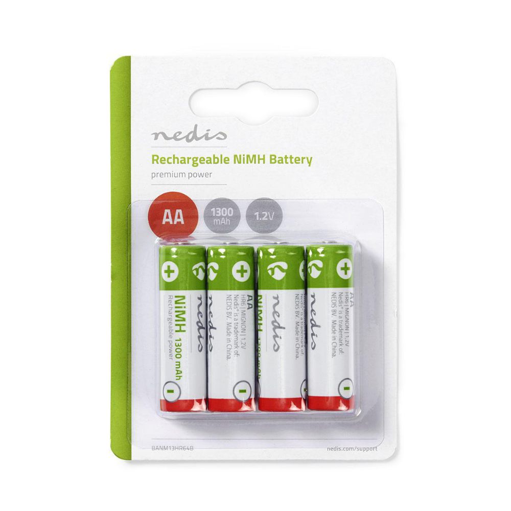 Nedis Rechargeable Batteries AA Ni-MH 1300mAh 1.2V 4pcs (BANM13HR64B) (NEDBANM13HR64B)