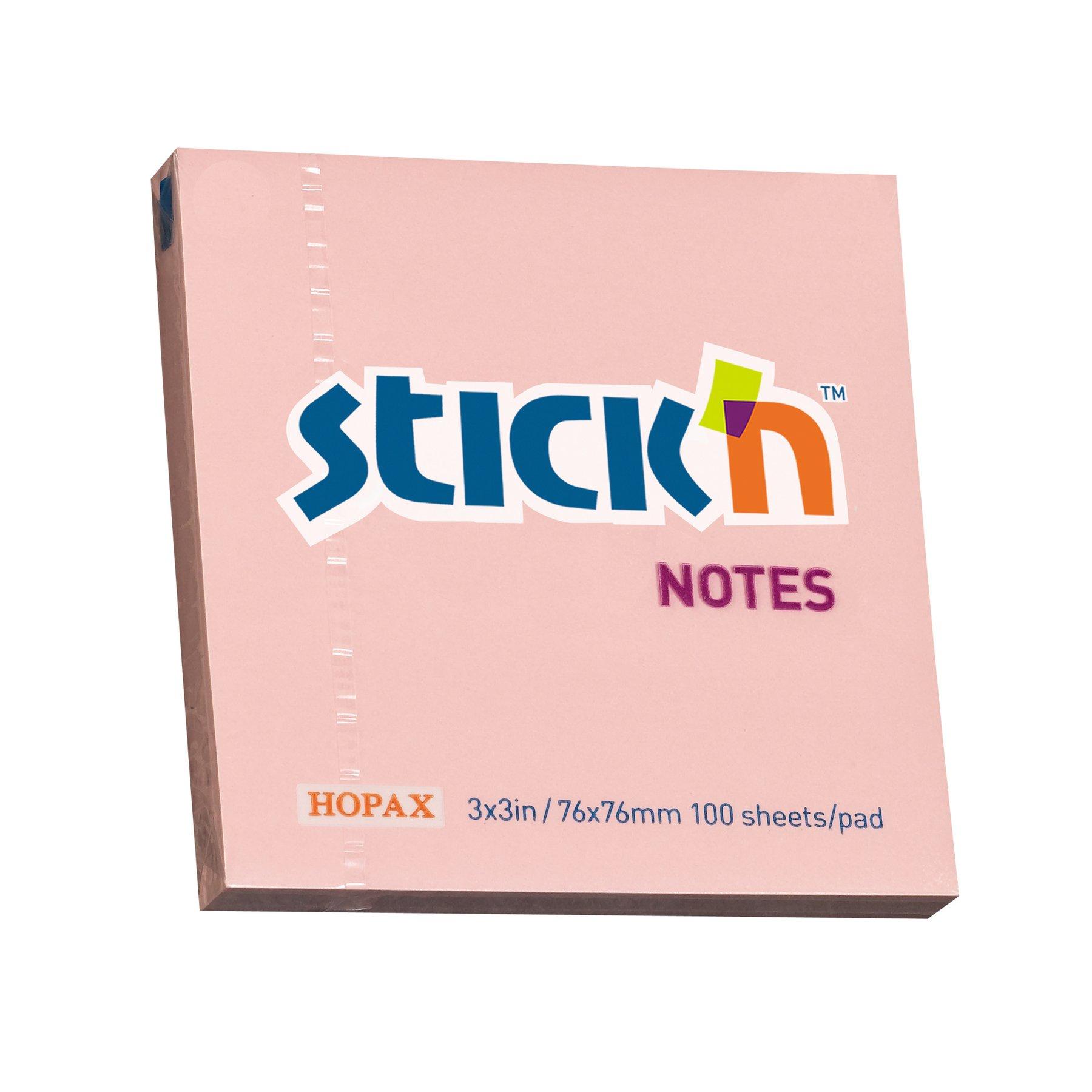 Stick'n Самозалепващи се листчета, 76 x 76 mm, пастелни, розови, 100 листа