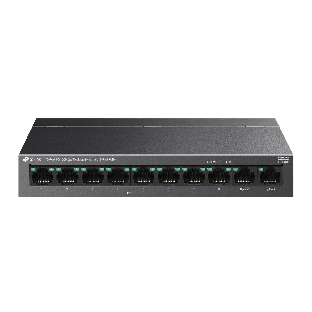10-портов 10/100Mbps настолен комутатор TP-Link LS110P с 8 PoE+ порта (v) | JAR Computers 10-портов 10/100Mbps настолен комутатор TP-Link LS110P с 8 PoE+ порта (v)