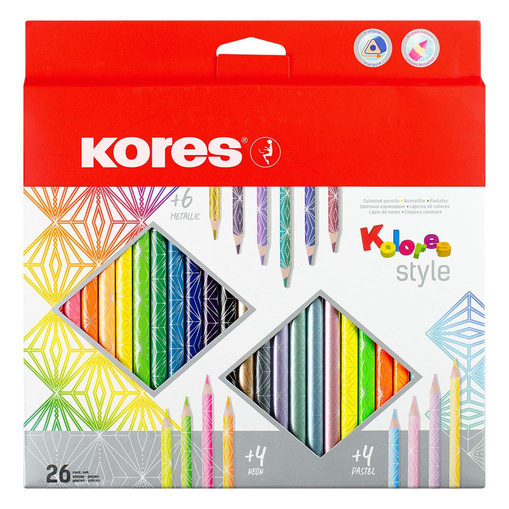 Цветни моливи Kores Kolores Style 26цв | JAR Computers Цветни моливи Kores Kolores Style 26цв
