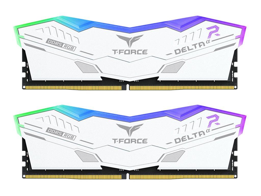 RAM TeamGroup T-Force Delta DIMM 32GB Dual-Kit DDR5-6000 CL30 - RGB White | JAR Computers RAM TeamGroup T-Force Delta DIMM 32GB Dual-Kit DDR5-6000 CL30 - RGB White