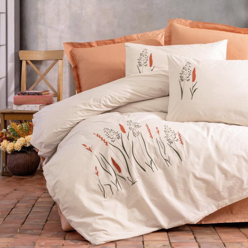 Спален комплект Cotton Box 129CTN4428, 100% памук, 6 части, Завивка 200х220 см, Чаршаф 240х260 см, Калъфка 50х70 см, Екрю/оранжев | JAR Computers Спален комплект Cotton Box 129CTN4428, 100% памук, 6 части, Завивка 200х220 см, Чаршаф 240х260 см, Калъфка 50х70 см, Екрю/оранжев