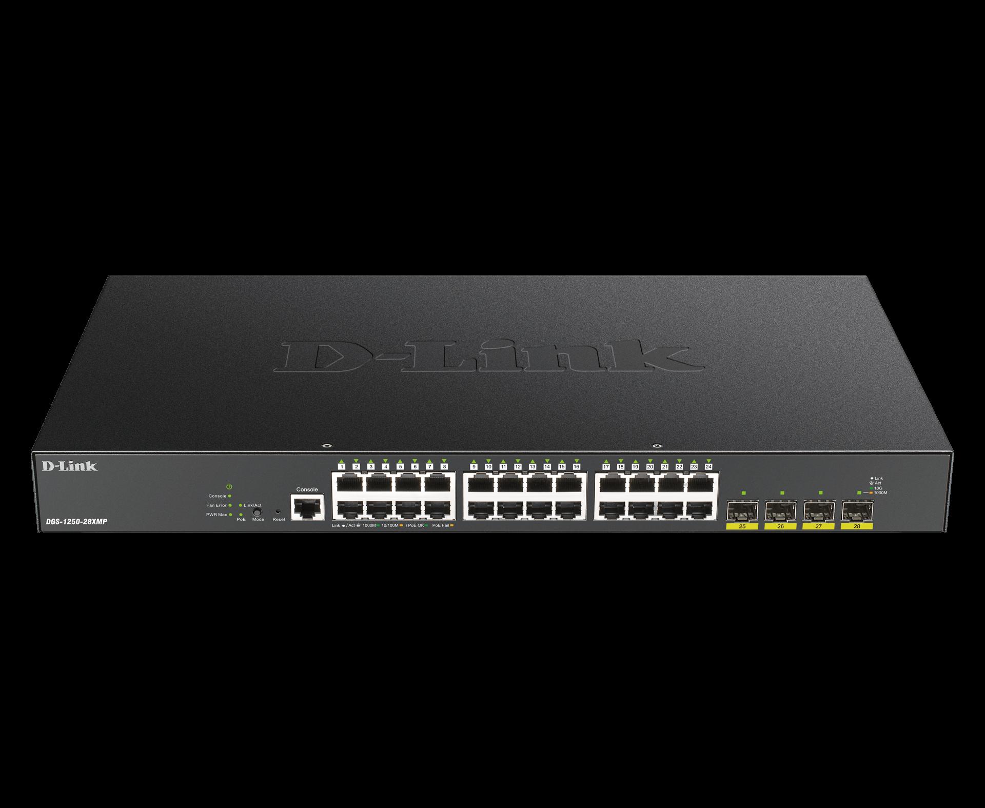 Суич D-Link Switch DGS-1250-28XMP E / DGS-1250-28XMP/E - Black - PN DGS-1250-28XMP/E | JAR Computers Суич D-Link Switch DGS-1250-28XMP E / DGS-1250-28XMP/E - Black - PN DGS-1250-28XMP/E