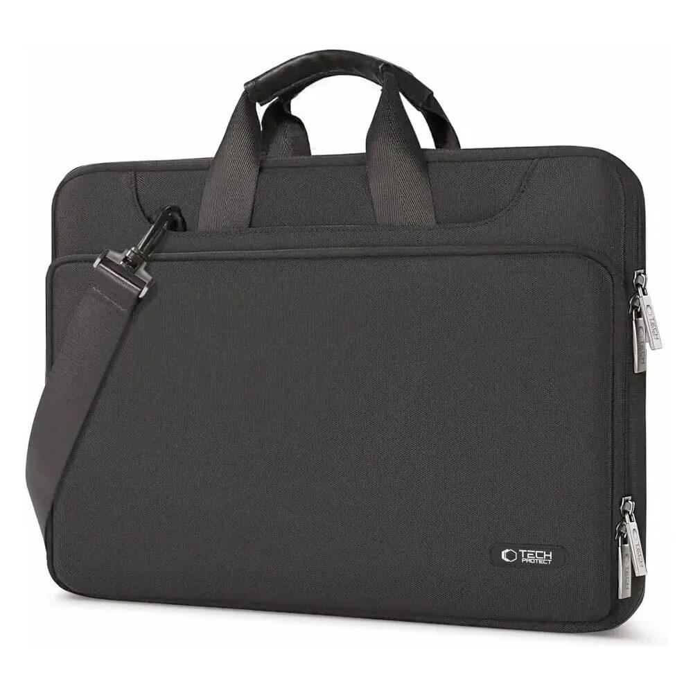 Tech-Protect PocketBag Laptop Bag 14 - елегантна чанта с дръжки и презрамка за MacBook Air 13, MacBook Pro 13, MacBook Pro 14 и лаптопи до 14 инча (черен)