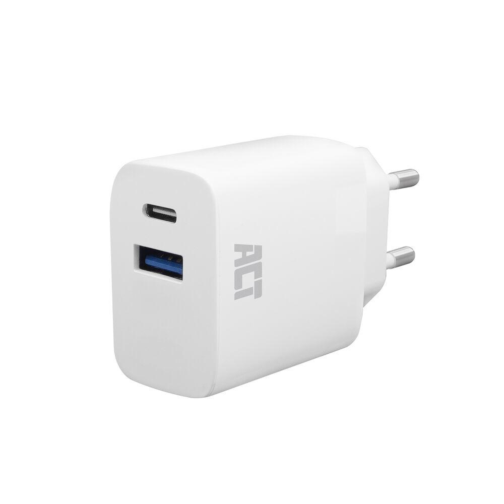 ACT AC2122 USB-C & USB-A GaNFast зарядно устройство 20W с Power Delivery PPS и Quick Charge 3.0 | JAR Computers ACT AC2122 USB-C & USB-A GaNFast зарядно устройство 20W с Power Delivery PPS и Quick Charge 3.0