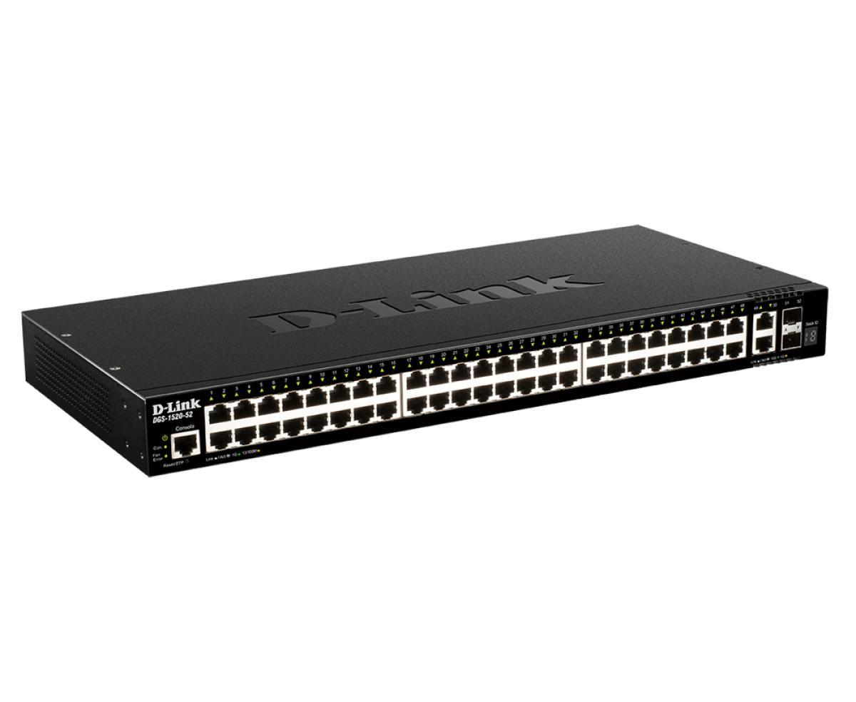 D-Link DGS-1520-52/E network switch Managed L3 10G Ethernet (100/1000/10000) 1U Black | JAR Computers D-Link DGS-1520-52/E network switch Managed L3 10G Ethernet (100/1000/10000) 1U Black