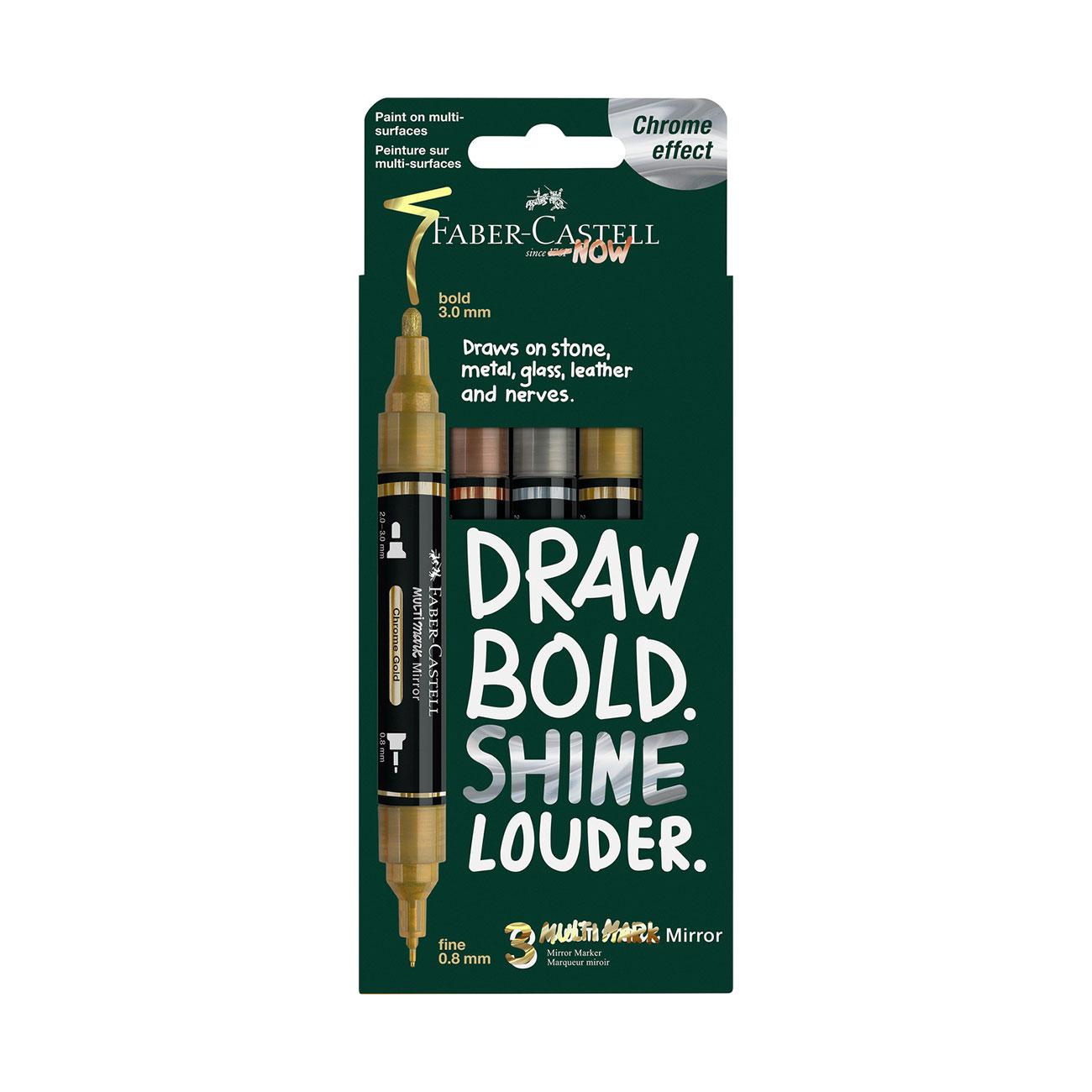 Faber-Castell Акрилен маркер Multimark Mirror, 3 броя