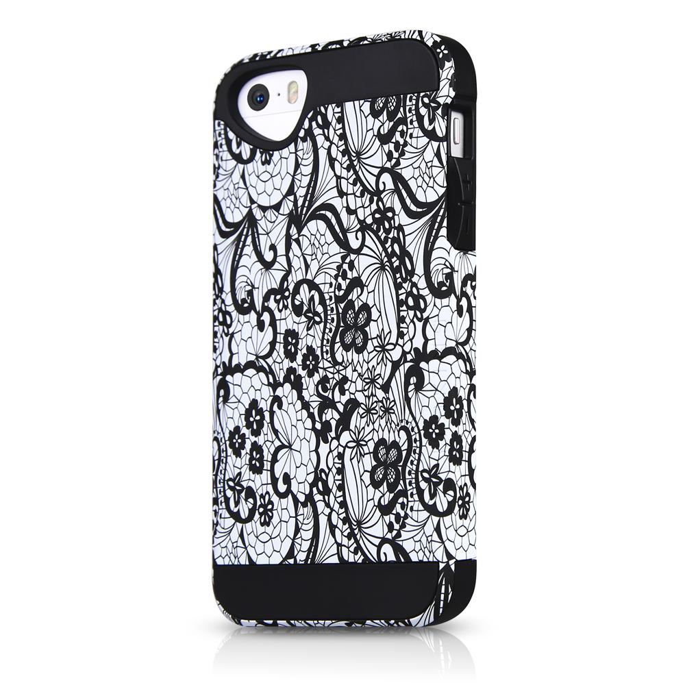 Хибриден удароустойчив кейс за iPhone 5S, iPhone 5, iPhone SE - Itskins Evo Art Case (черен-бял) | JAR Computers Хибриден удароустойчив кейс за iPhone 5S, iPhone 5, iPhone SE - Itskins Evo Art Case (черен-бял)