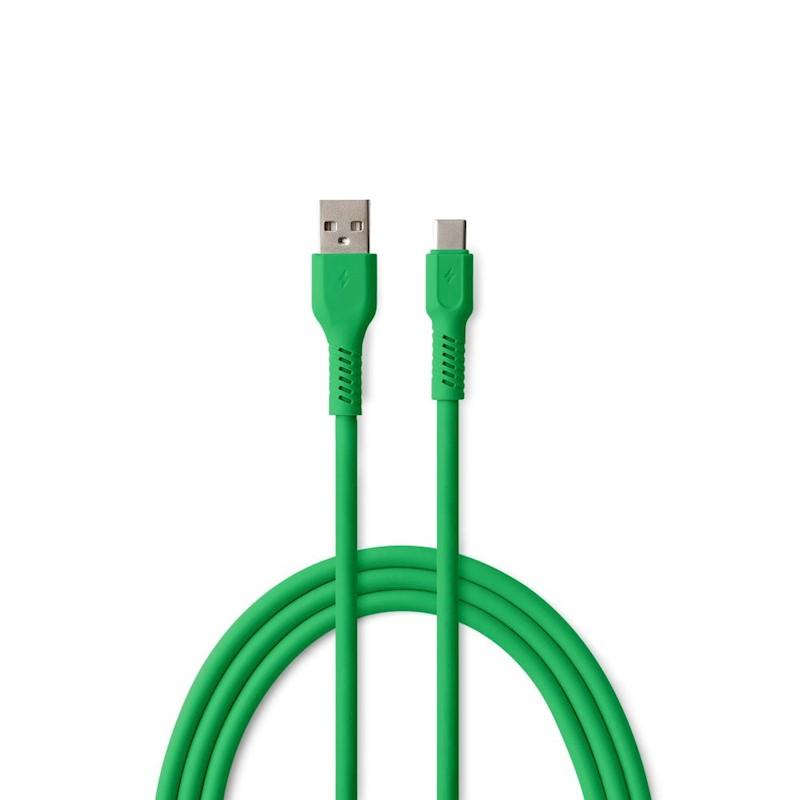 Кабел USB-A - USB-C 1,8m 3A COLORUM зелен цвят