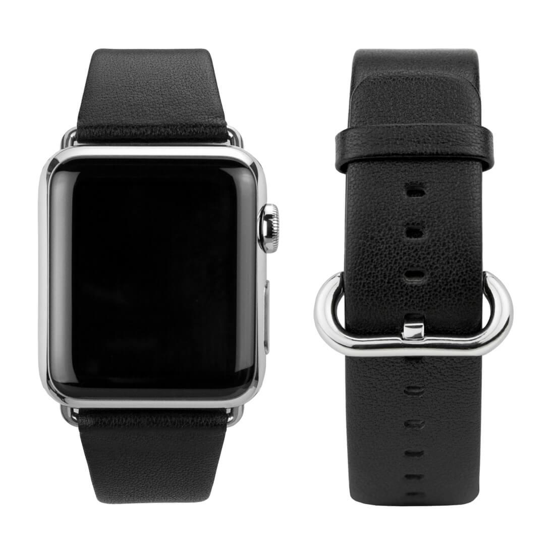 Класическа кожена каишка от естествена кожа за Apple Watch 38мм, 40мм - Caseual Leather Band (черен) | JAR Computers Класическа кожена каишка от естествена кожа за Apple Watch 38мм, 40мм - Caseual Leather Band (черен)
