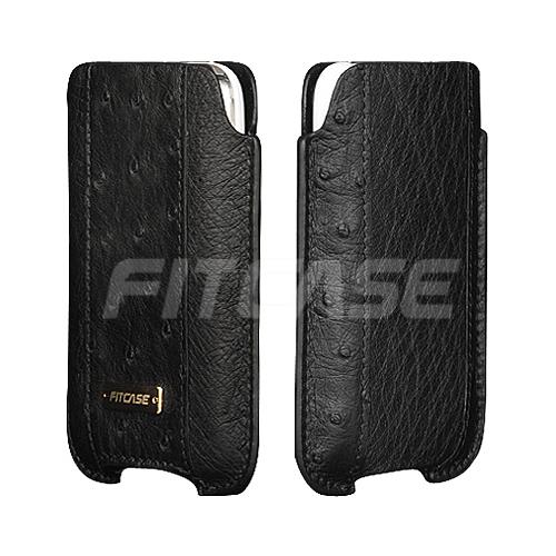 Кожен калъф от щраусова кожа за iPhone 4/4S - FitCase Ostrich Skin Case DCO-018 (черен) | JAR Computers Кожен калъф от щраусова кожа за iPhone 4/4S - FitCase Ostrich Skin Case DCO-018 (черен)