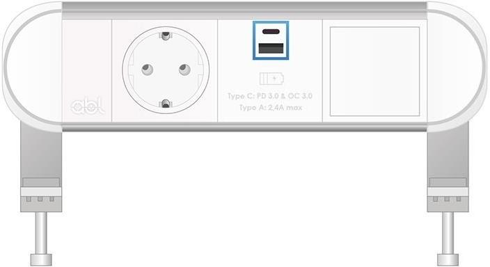 Модул Chroma 3M с 1х Шуко, USB тип A+C и 1х празен модул, цвят Бял/Алуминий, ABL | JAR Computers Модул Chroma 3M с 1х Шуко, USB тип A+C и 1х празен модул, цвят Бял/Алуминий, ABL