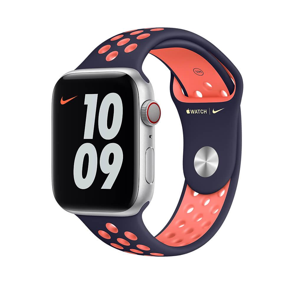 Оригинална силиконова каишка за Apple Watch 42мм, 44мм - Apple Watch Nike Sport Band (син-оранжев) | JAR Computers Оригинална силиконова каишка за Apple Watch 42мм, 44мм - Apple Watch Nike Sport Band (син-оранжев)