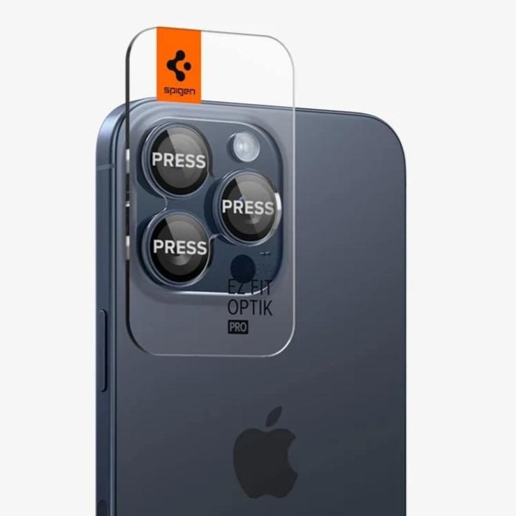 SPIGEN Camera Lens Optik Pro Glass tR.Ez Fit Apple iPhone 17/16/15 Pro/ 17/16/15 Pro Max SET 2бр. / сини титаниеви/ - AGL07164 | JAR Computers SPIGEN Camera Lens Optik Pro Glass tR.Ez Fit Apple iPhone 17/16/15 Pro/ 17/16/15 Pro Max SET 2бр. / сини титаниеви/ - AGL07164