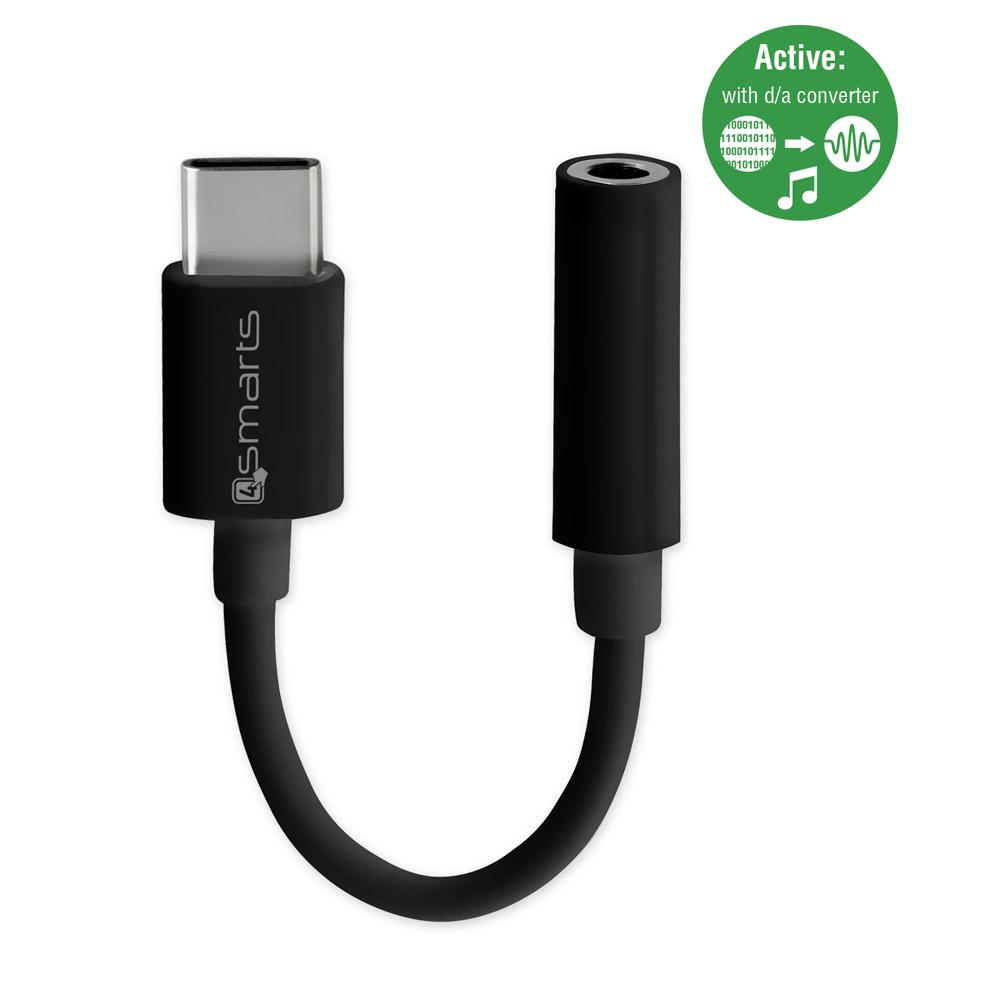 Активен адаптер USB-C към 3.5 мм. за устройства с USB-C порт - 4smarts Active USB-C to 3.5 mm Stereo Adapter (черен) | JAR Computers Активен адаптер USB-C към 3.5 мм. за устройства с USB-C порт - 4smarts Active USB-C to 3.5 mm Stereo Adapter (черен)
