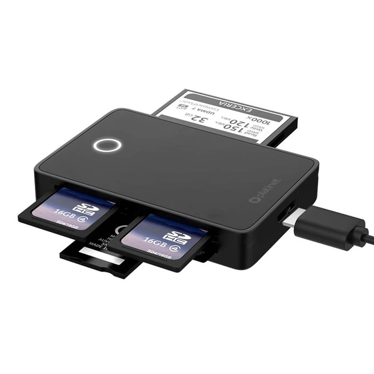 Четец за SD, microSD, CF, XD и MS карти с USB 3.0 за компютри и лаптопи - Platinet Card Reader All In One USB 3.0 (PMCRALLIN1) (черен) | JAR Computers Четец за SD, microSD, CF, XD и MS карти с USB 3.0 за компютри и лаптопи - Platinet Card Reader All In One USB 3.0 (PMCRALLIN1) (черен)