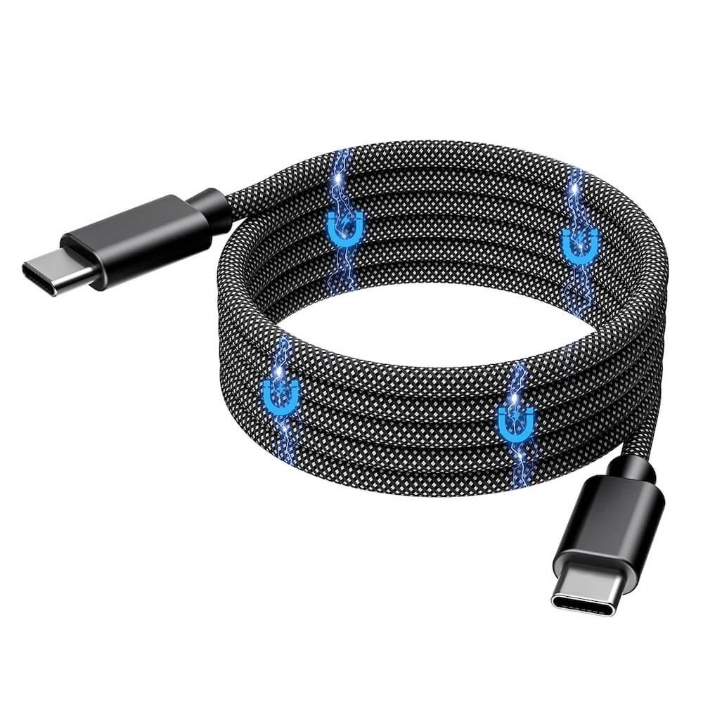 Choetech Magnetic USB-C to USB-C Cable 240W - кабел  с вграден магнитен органайзер с бързо зареждане за устройства с USB-C порт (120 см) (черен) 