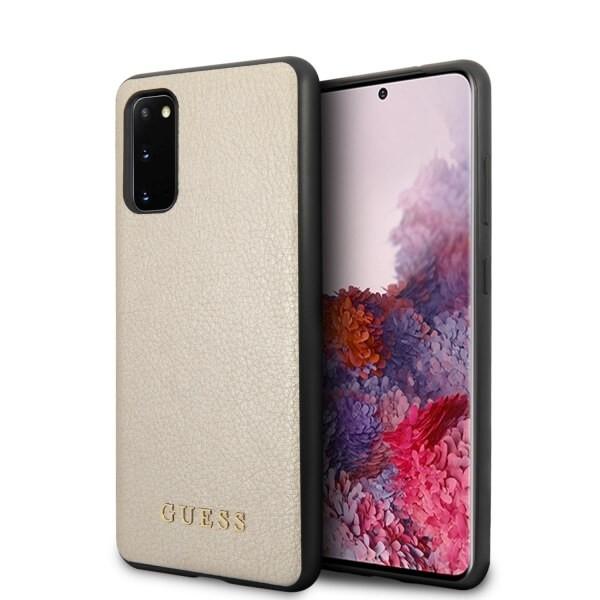 Дизайнерски кожен кейс за Samsung Galaxy S20 - Guess Iridescent Leather Hard Case (златист) | JAR Computers Дизайнерски кожен кейс за Samsung Galaxy S20 - Guess Iridescent Leather Hard Case (златист)