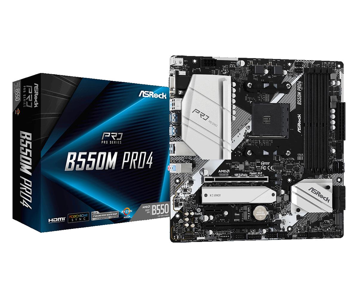 Дънна платка ASROCK B550M PRO4 /AM4 (65364) | JAR Computers Дънна платка ASROCK B550M PRO4 /AM4 (65364)