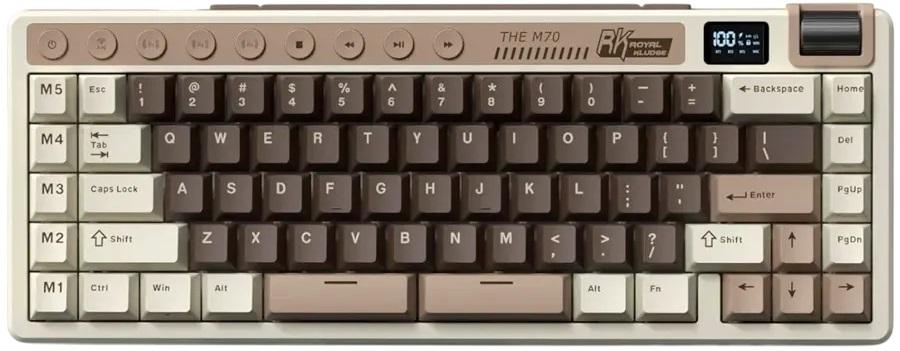 Механична клавиатура Royal Kludge – M70, безжична, Cream, RGB, Mocha Grey | JAR Computers Механична клавиатура Royal Kludge – M70, безжична, Cream, RGB, Mocha Grey