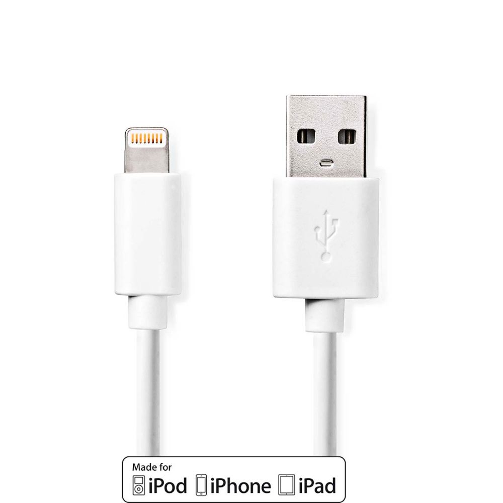 Nedis Cable Apple Lightning male/USB-A male 2.0 1m White (CCGB39300WT10) (NEDCCGB39300WT10) | JAR Computers Nedis Cable Apple Lightning male/USB-A male 2.0 1m White (CCGB39300WT10) (NEDCCGB39300WT10)