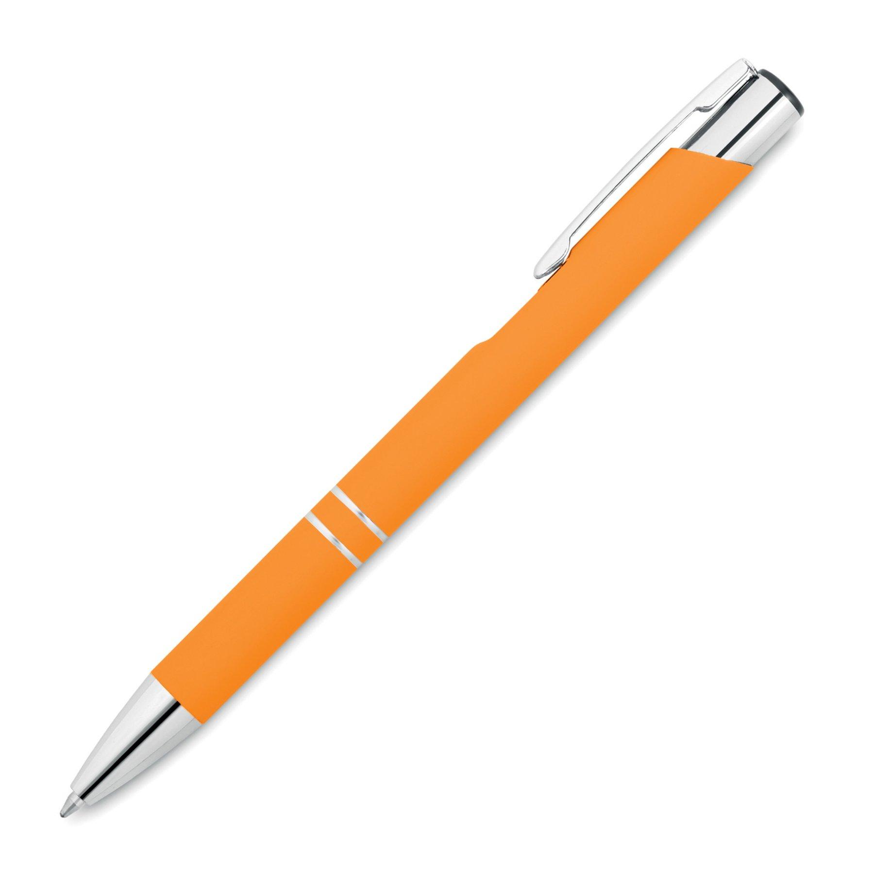 Office 1 Химикалка Norma Soft, метална, гумирана, оранжева