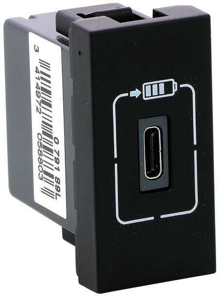 Розетка USB за зареждане тип C 1.5A 7.5W 1 мод. цвят Черен Mosaic Legrand/до изчерпване/ | JAR Computers Розетка USB за зареждане тип C 1.5A 7.5W 1 мод. цвят Черен Mosaic Legrand/до изчерпване/