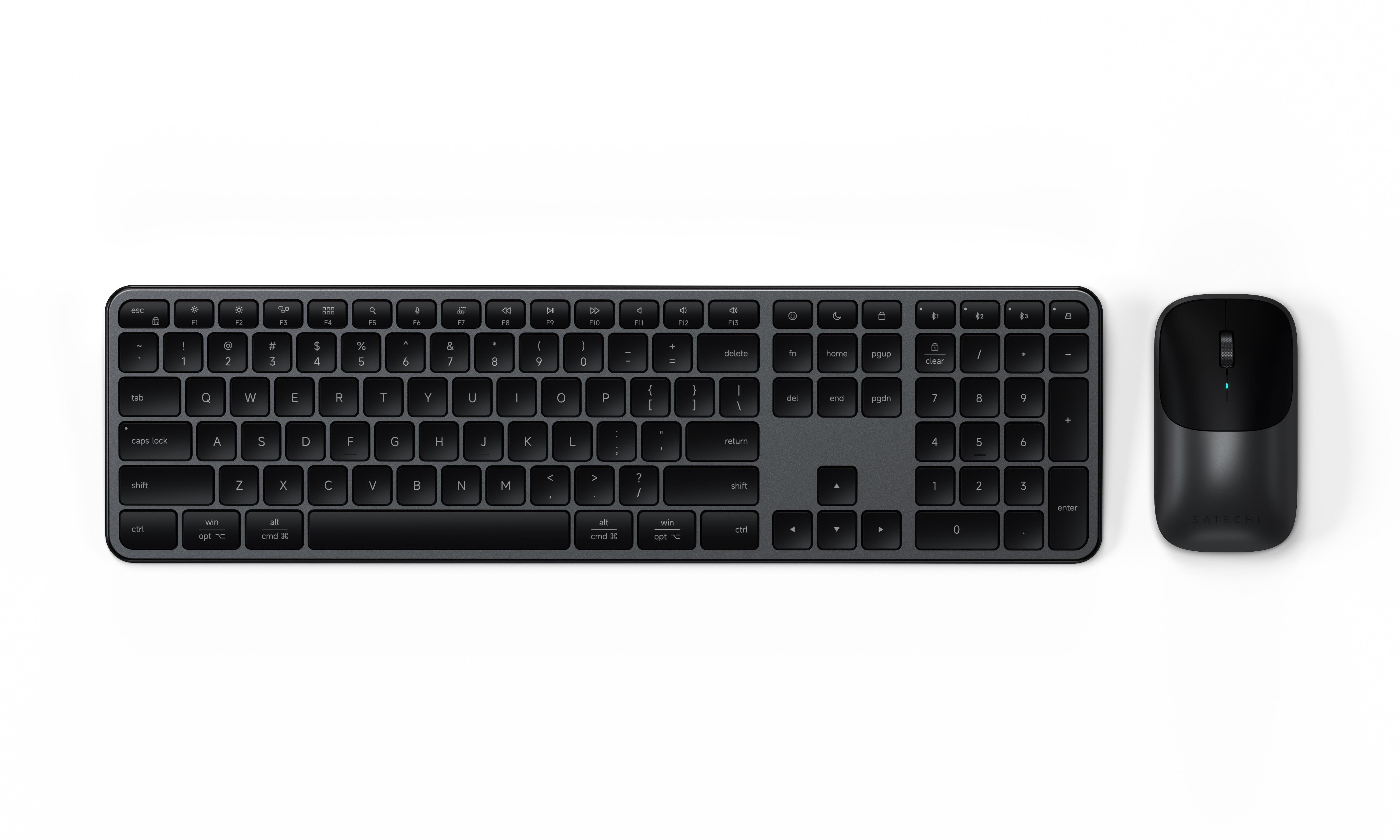 Satechi Slim CEX3 Wireless Combo ((Keyboard and Mouse) - US English - Space Black | JAR Computers Satechi Slim CEX3 Wireless Combo ((Keyboard and Mouse) - US English - Space Black