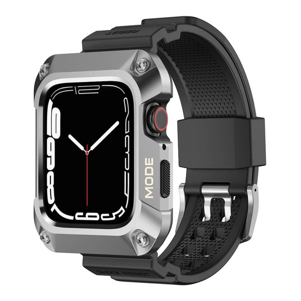 Удароустойчив алуминиев кейс от най-висок клас с вградена каишка за Apple Watch 45мм - Kingxbar Watch Strap and Case CYF134 (сребрист) | JAR Computers Удароустойчив алуминиев кейс от най-висок клас с вградена каишка за Apple Watch 45мм - Kingxbar Watch Strap and Case CYF134 (сребрист)