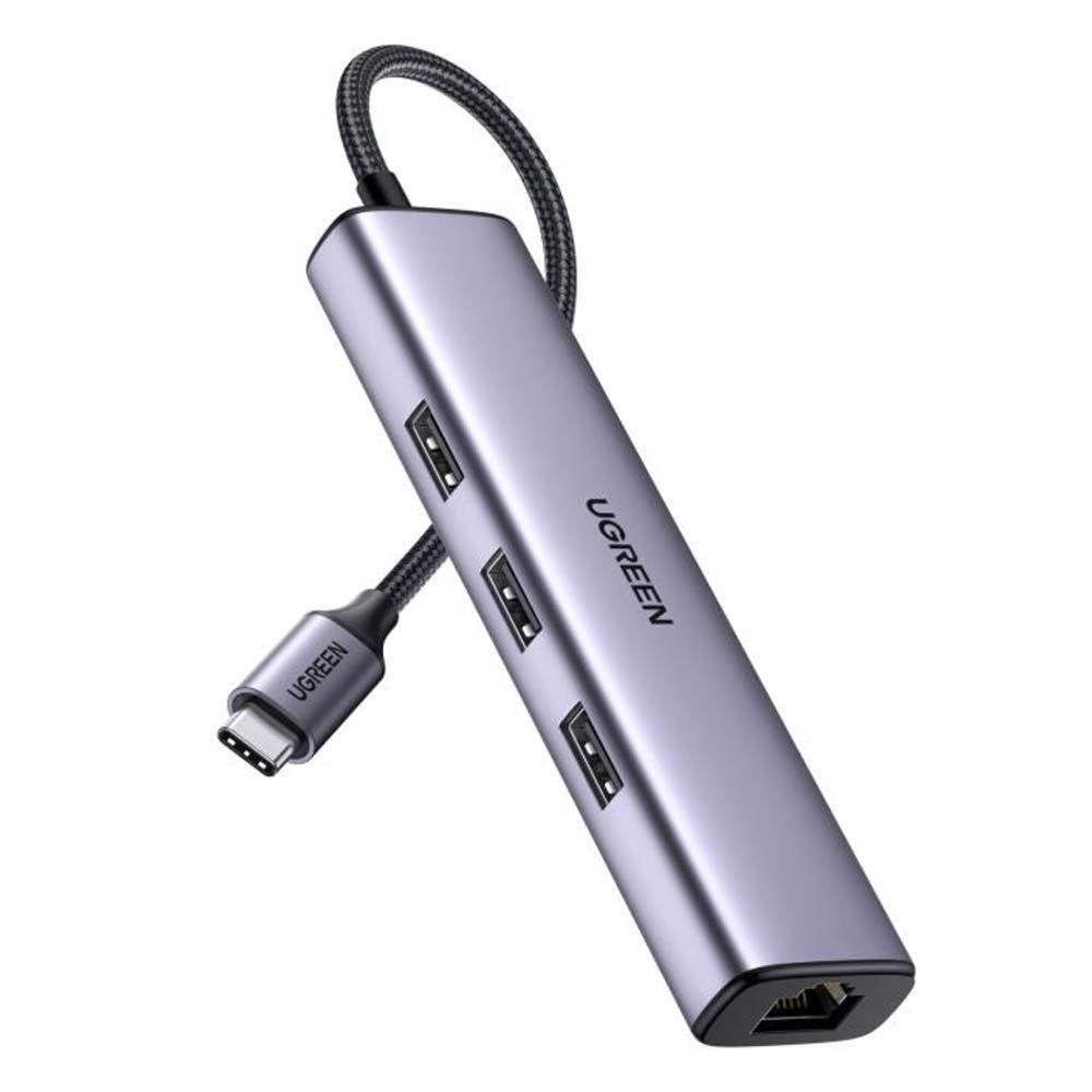 Ugreen CM475 Adapter USB-C Hub to 3x USB 3.0 RJ45 USB-C PD gray (60600) (UGR60600) | JAR Computers Ugreen CM475 Adapter USB-C Hub to 3x USB 3.0 RJ45 USB-C PD gray (60600) (UGR60600)