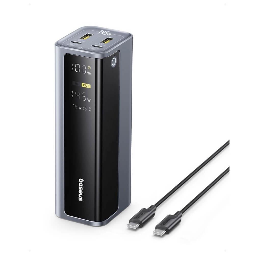 Външна батерия с 2xUSB-C и 2xUSB-A изходи и технология за бързо зареждане - Baseus EnerGeek GP12 Digital Display Fast Charging Power Bank 20800mAh 145W (тъмносив) | JAR Computers Външна батерия с 2xUSB-C и 2xUSB-A изходи и технология за бързо зареждане - Baseus EnerGeek GP12 Digital Display Fast Charging Power Bank 20800mAh 145W (тъмносив)
