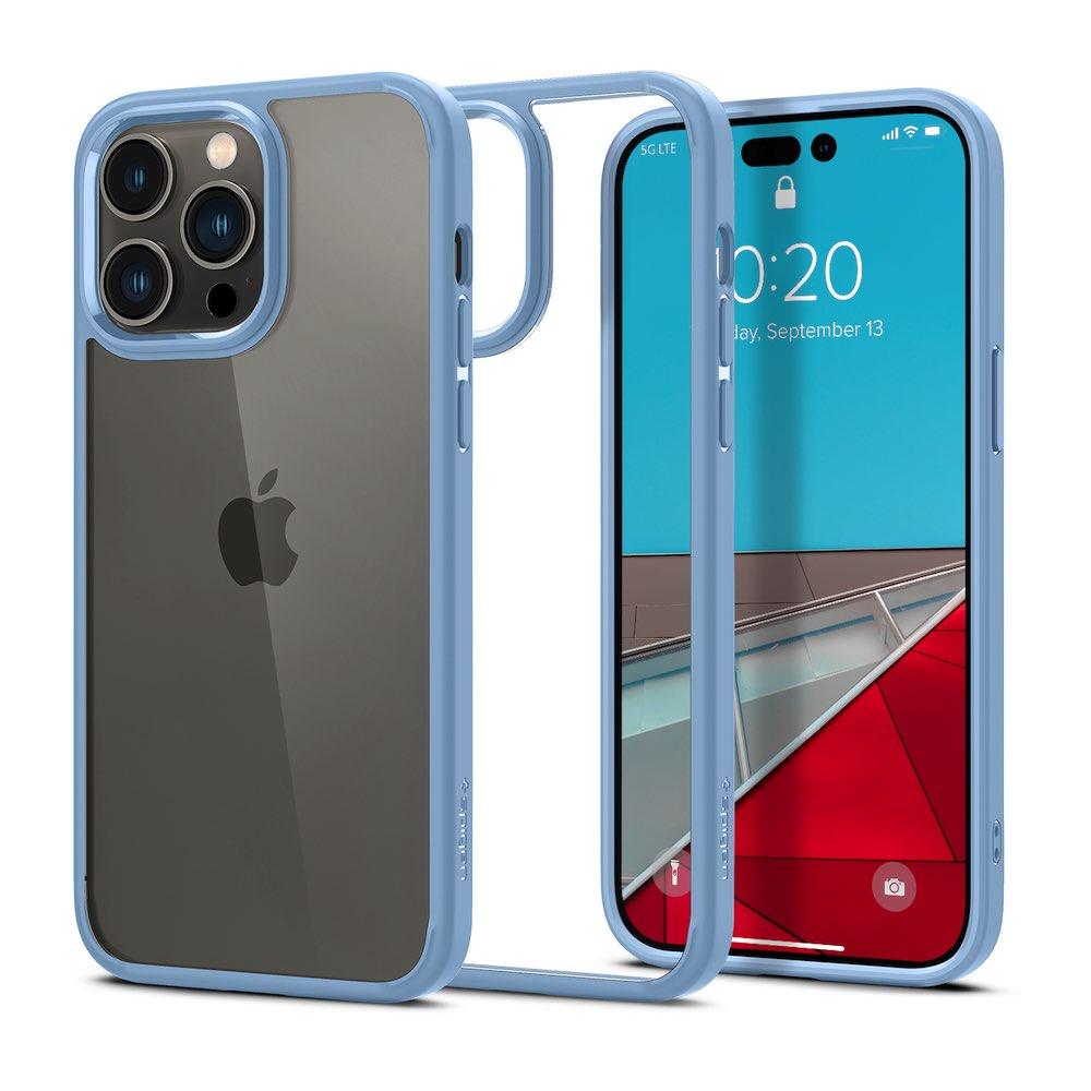 Хибриден кейс с висока степен на защита за iPhone 14 Pro - Spigen Crystal Hybrid Case (син-прозрачен) | JAR Computers Хибриден кейс с висока степен на защита за iPhone 14 Pro - Spigen Crystal Hybrid Case (син-прозрачен)