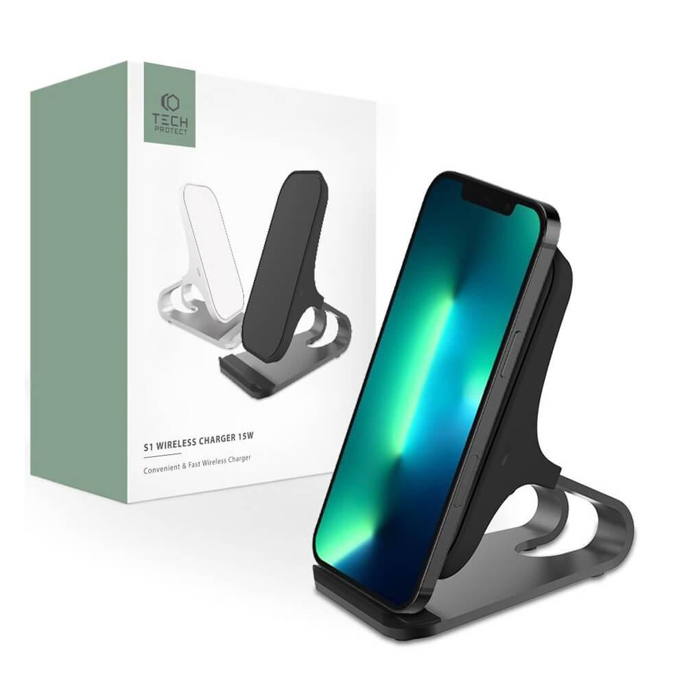 Поставка (пад) за безжично зареждане за Qi съвместими устройства - Tech-Protect Wireless Charger QI15W-S1 (черен) | JAR Computers Поставка (пад) за безжично зареждане за Qi съвместими устройства - Tech-Protect Wireless Charger QI15W-S1 (черен)